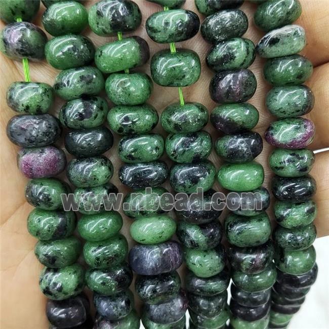 Natural Ruby Zoisite Beads Rondelle Square Green