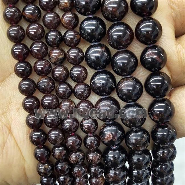 Natural Garnet Beads DarkRed C-Grade Smooth Round