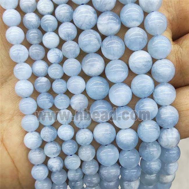 Natural Blue Aquamarine Beads AA-Grade Smooth Round