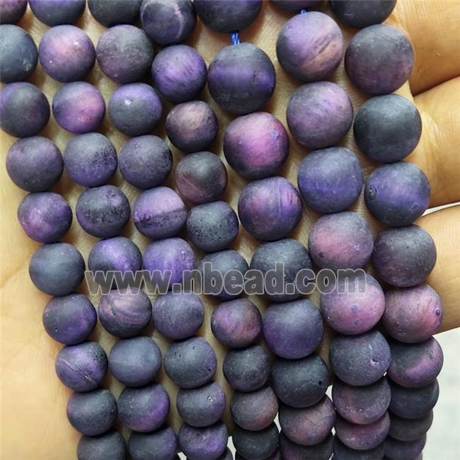 Purple Tiger Eye Stone Beads Matte Round