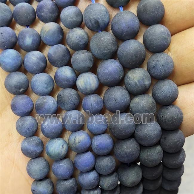 Blue Tiger Eye Stone Beads Matte Round