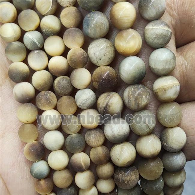Gold Tiger Eye Stone Beads Matte Round