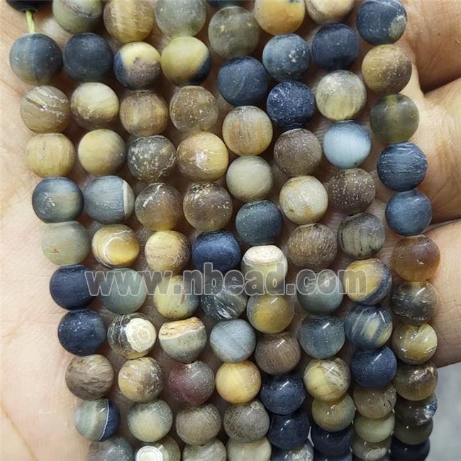 Fancy Tiger Eye Stone Beads Matte Round