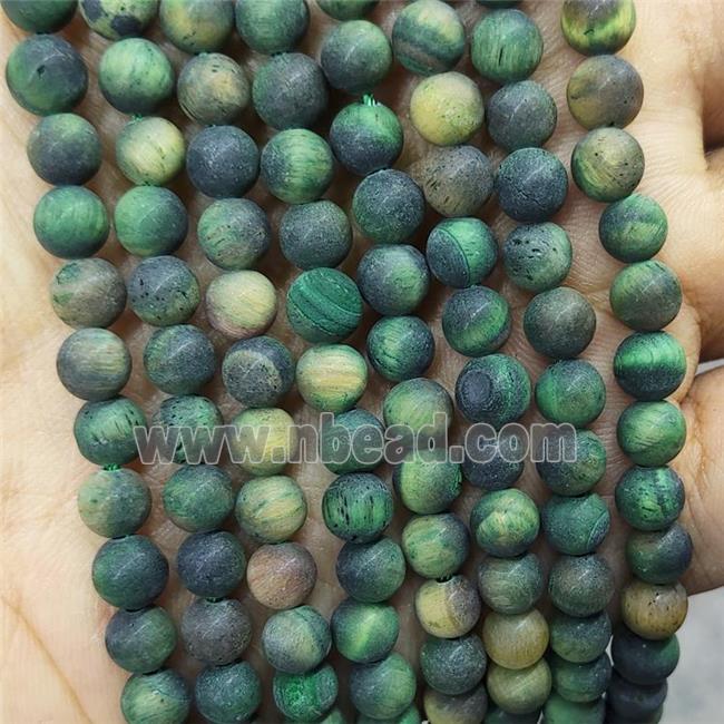 Green Tiger Eye Stone Beads Matte Round