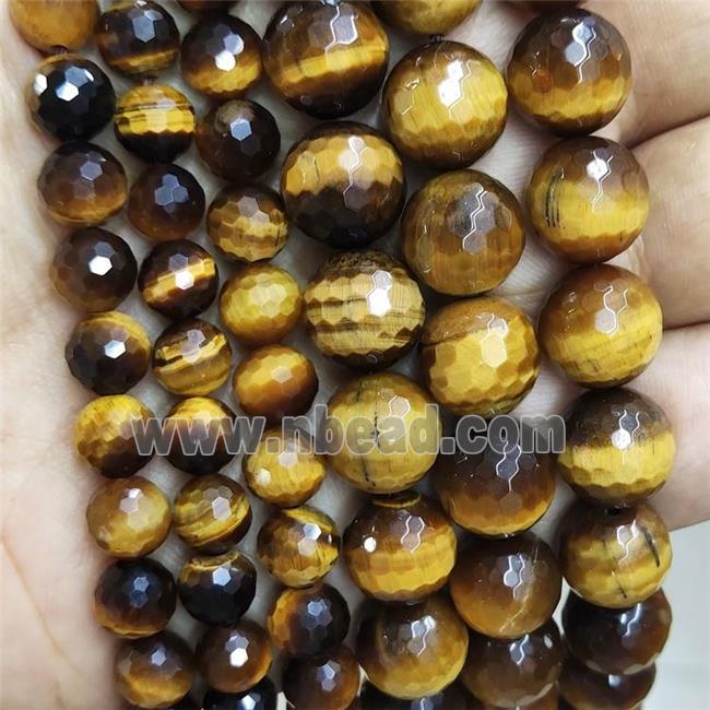 Natural Tiger Eye Stone Beads Faceted Round