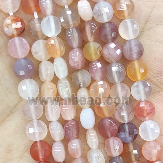 Natural Agate Beads Multicolor Faceted Circle