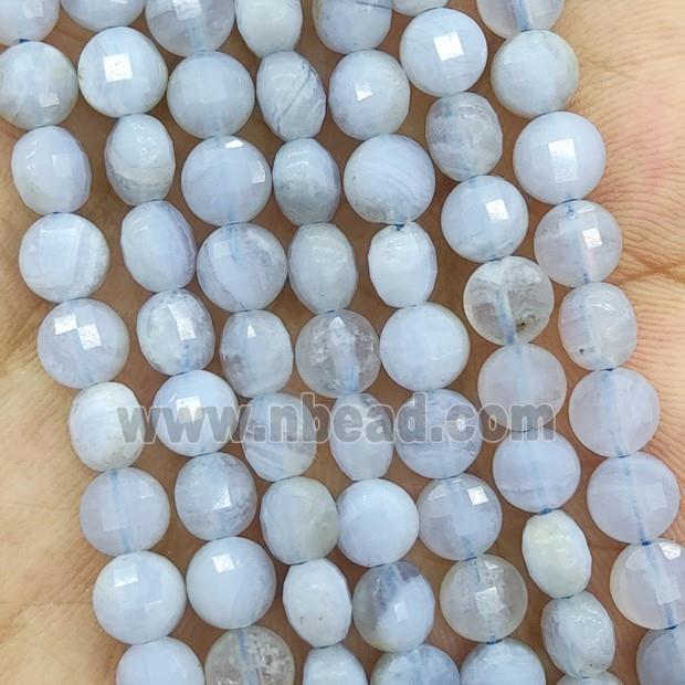 Natural Blue Lace Agate Beads Faceted Circle