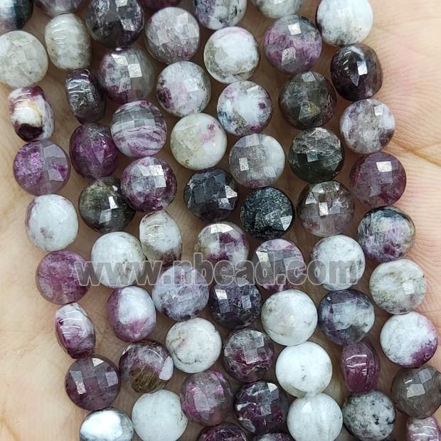 Natural Plum Blossom Tourmaline Beads Faceted Circle