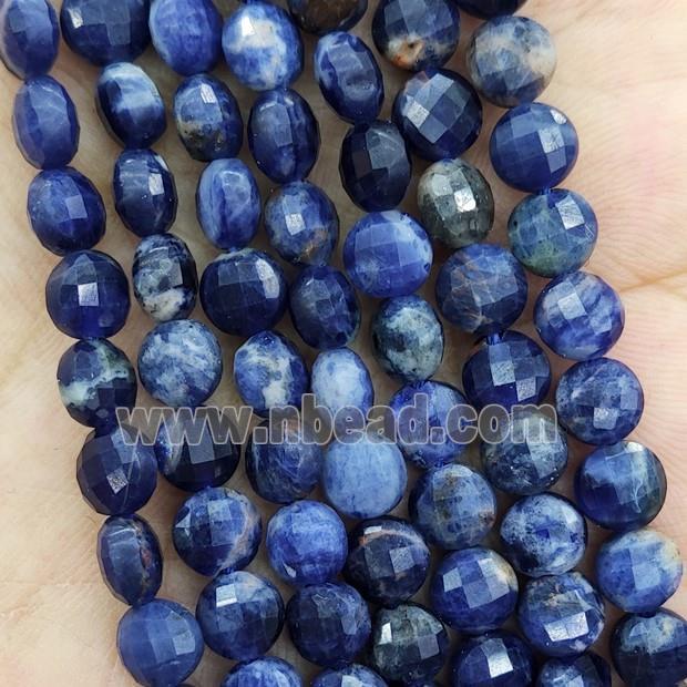 Natural Blue Sodalite Beads Faceted Circle