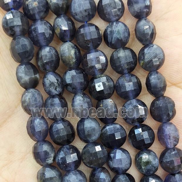 Natural Iolite Beads Blue Faceted Circle