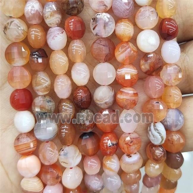 Natural Red Botswana Agate Beads Faceted Circle