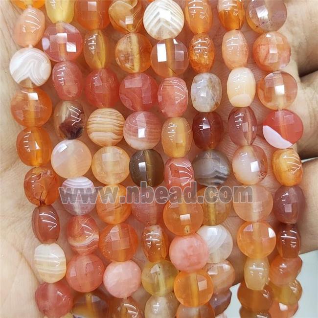 Natural Red Botswana Agate Beads Faceted Button Coin