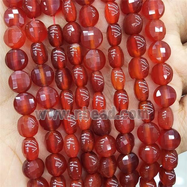 Natural Agate Beads Red Dye Faceted Circle