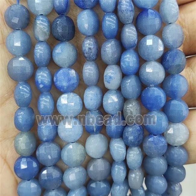 Natural Blue Aventurine Beads Faceted Circle