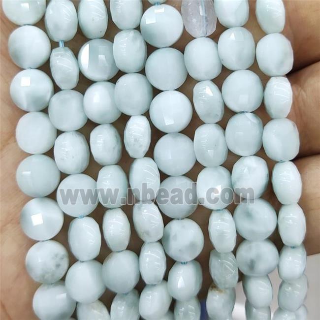Natural Snowflake Angelite Beads Green Faceted Circle