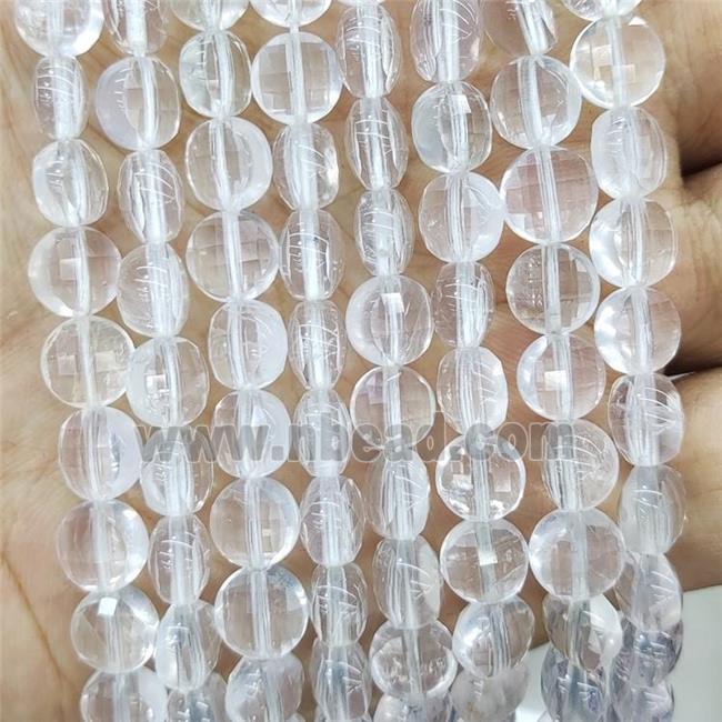Natural Clear Crystal Quartz Beads Faceted Circle