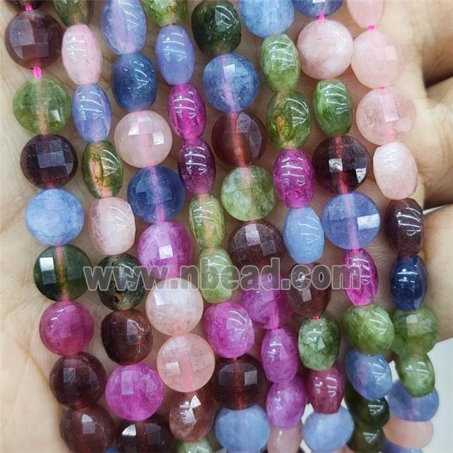 Dye Jade Beads Mixed Color Faceted Circle