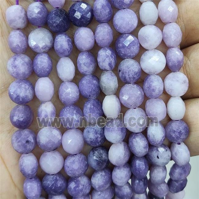 Natural Lepidolite Beads Purple Faceted Circle