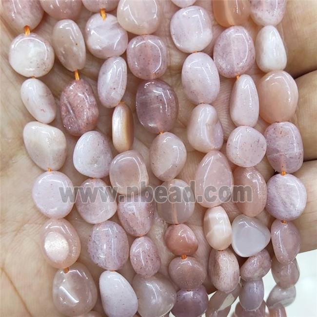 Natural Peach Sunstone Chips Beads Freeform