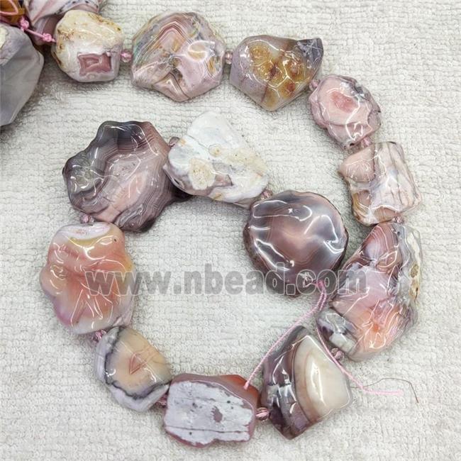 Natural Pink Botswana Agate Nugget Beads Slice Freeform Rough
