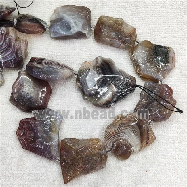 Natural Botswana Agate Beads Nugget Gray Slice Freeform Rough