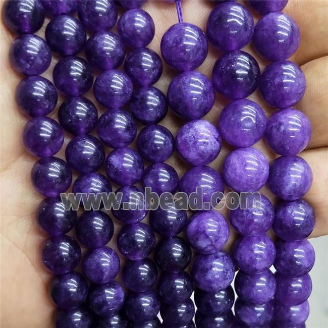 Purple Jade Beads Dye Smooth Round