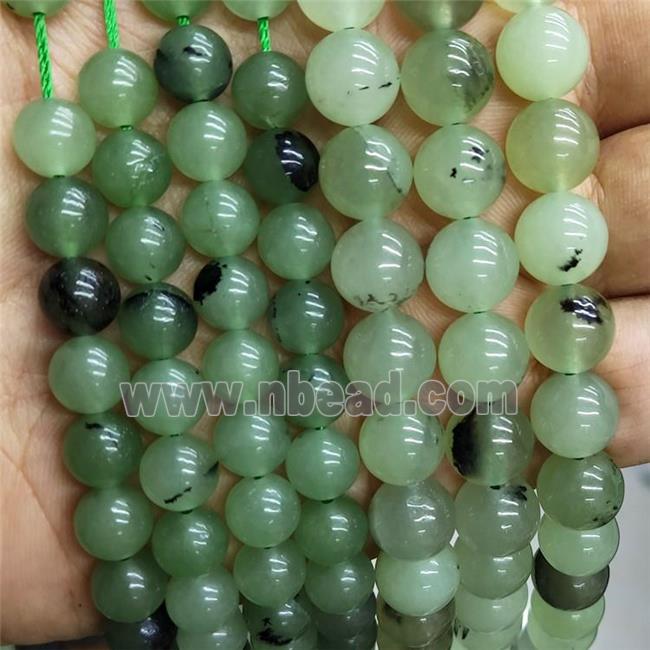 Green Jade Beads Dye Smooth Round