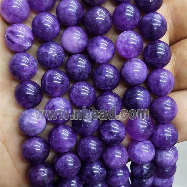 Purple Jade Beads Dye Smooth Round