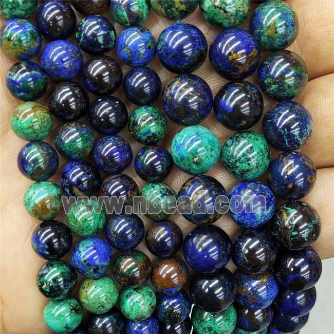 Natural Azurite Beads A-Grade Blue Green Smooth Round