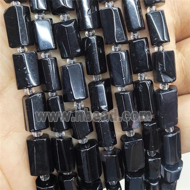 Natural Black Onyx Agate Beads Tube