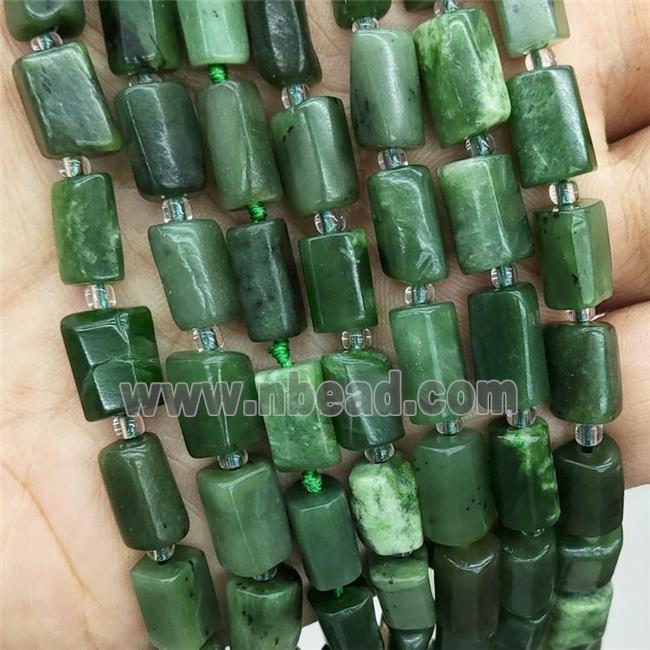 Natural Green Canadian Chrysoprase Beads Tube Heat Treat