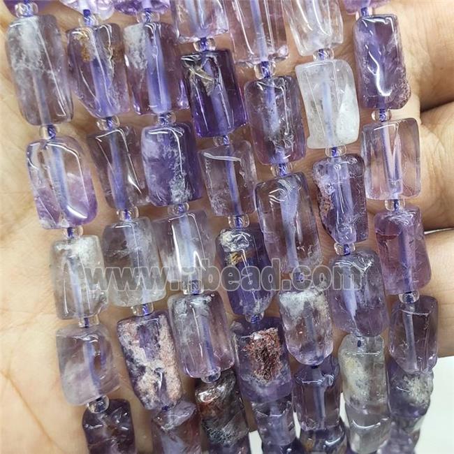 Natural Purple Phantom Quartz Tube Beads