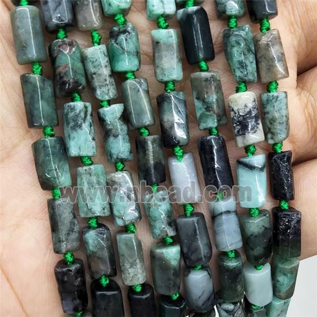 Natural Green Emerald Tube Beads