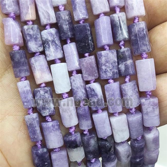 Natural Purple Lepidolite Column Beads