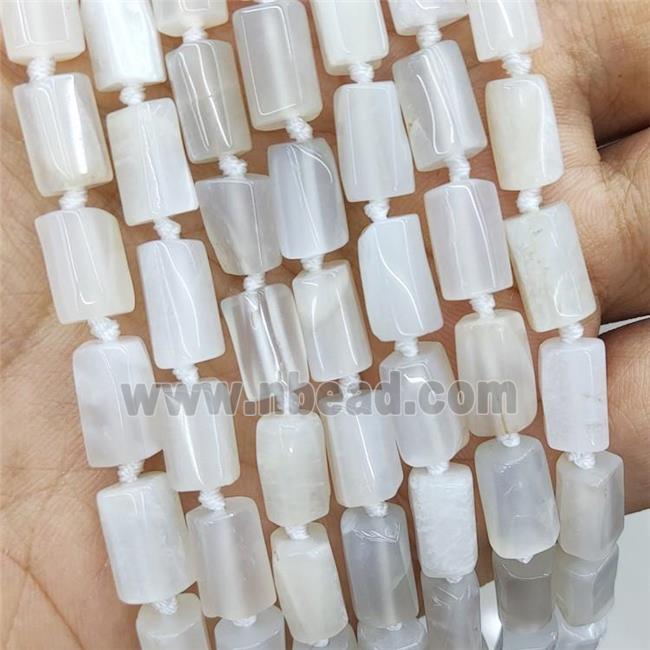 Natural White Moonstone Column Beads