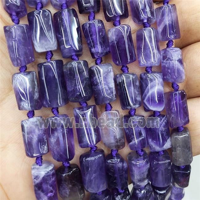 Natural Amethyst Tube Beads Purple