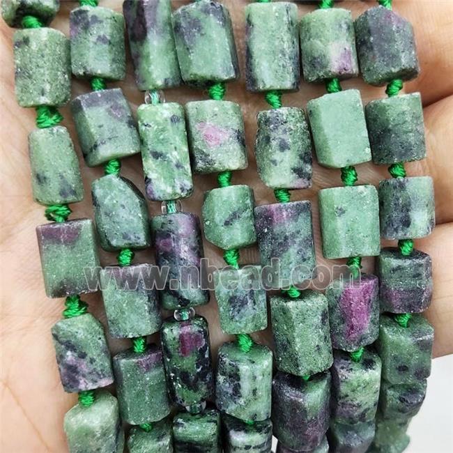 Natural Ruby Zoisite Beads Green Column