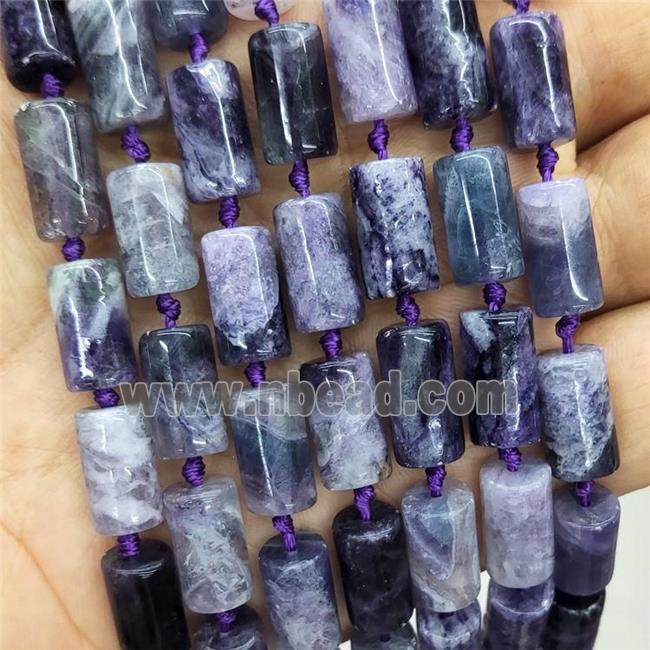 Natural Purple Fluorite Beads Column