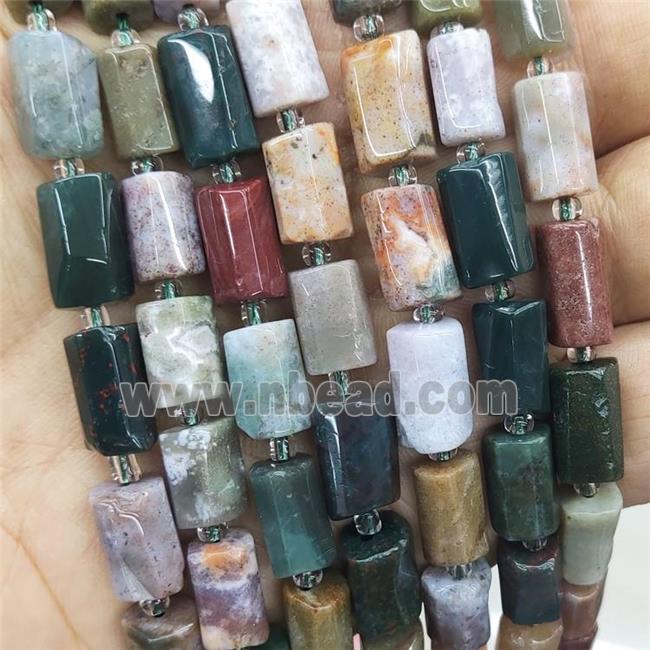 Natural Indian Agate Beads Multicolor Tube