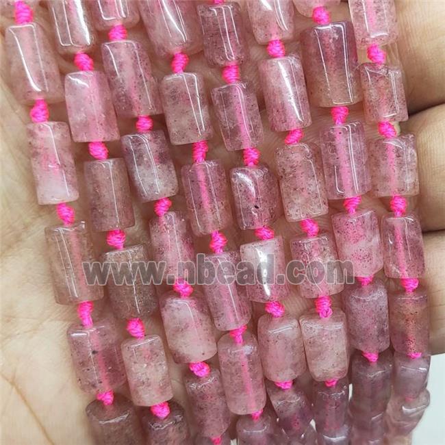 Natural Pink Strawberry Quartz Beads Tube