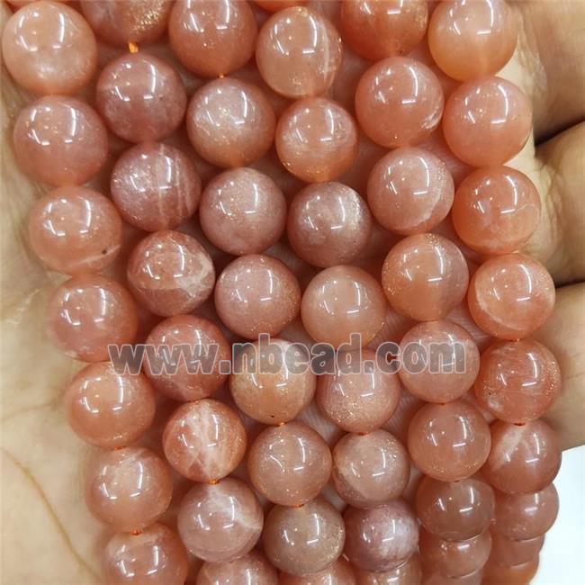 Natural Peach Moonstone Beads GoldenSpot Smooth Round