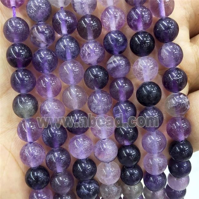 Natural Purple Fluorite Beads Smooth Round