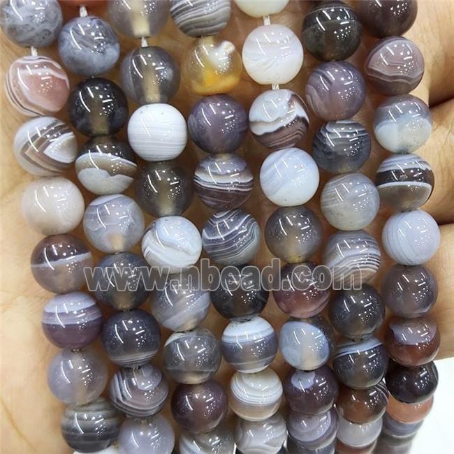 Natural Botswana Agate Beads Gray Smooth Round