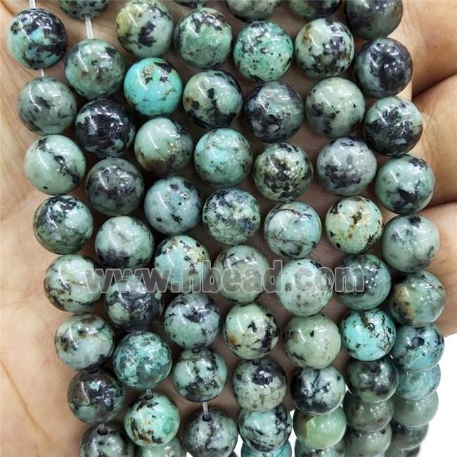 Natural African Turquoise Beads Green Smooth Round