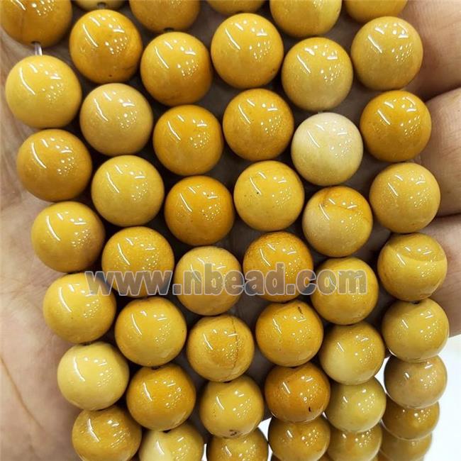 Natural Yellow Mookaite Beads Smooth Round