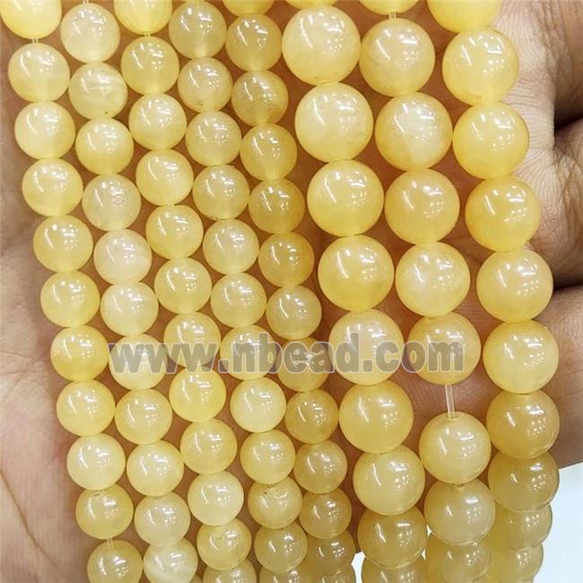 Natural Honey Jade Beads Yellow Smooth Round
