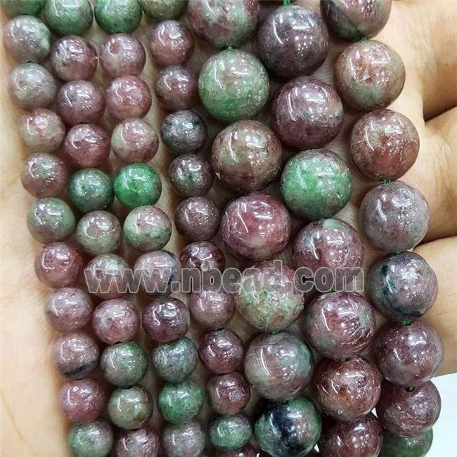 Natural Kashgar Garent Beads Green Red Smooth Round