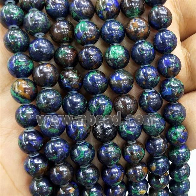 Blue Azurite Beads Smooth Round C-Grade
