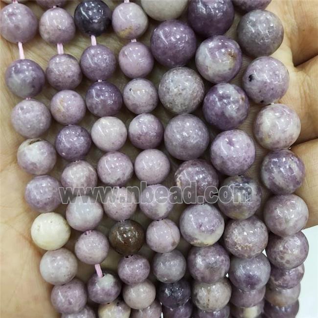 Purple Lepidolite Beads Smooth Round