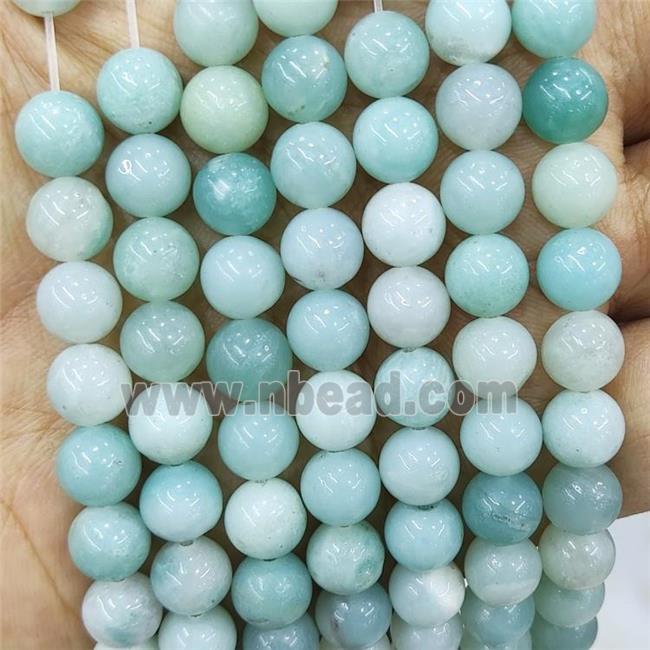Blue Amazonite Beads Smooth Round
